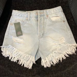 Light blue Jean shorts ripped fringe high rise - Wild Fable - NWT